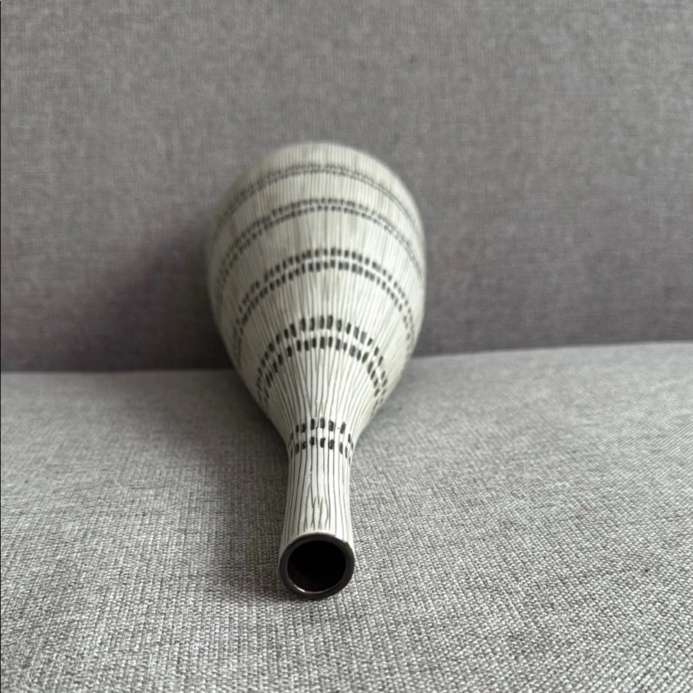 Black and White 9.5’ Striped Vase